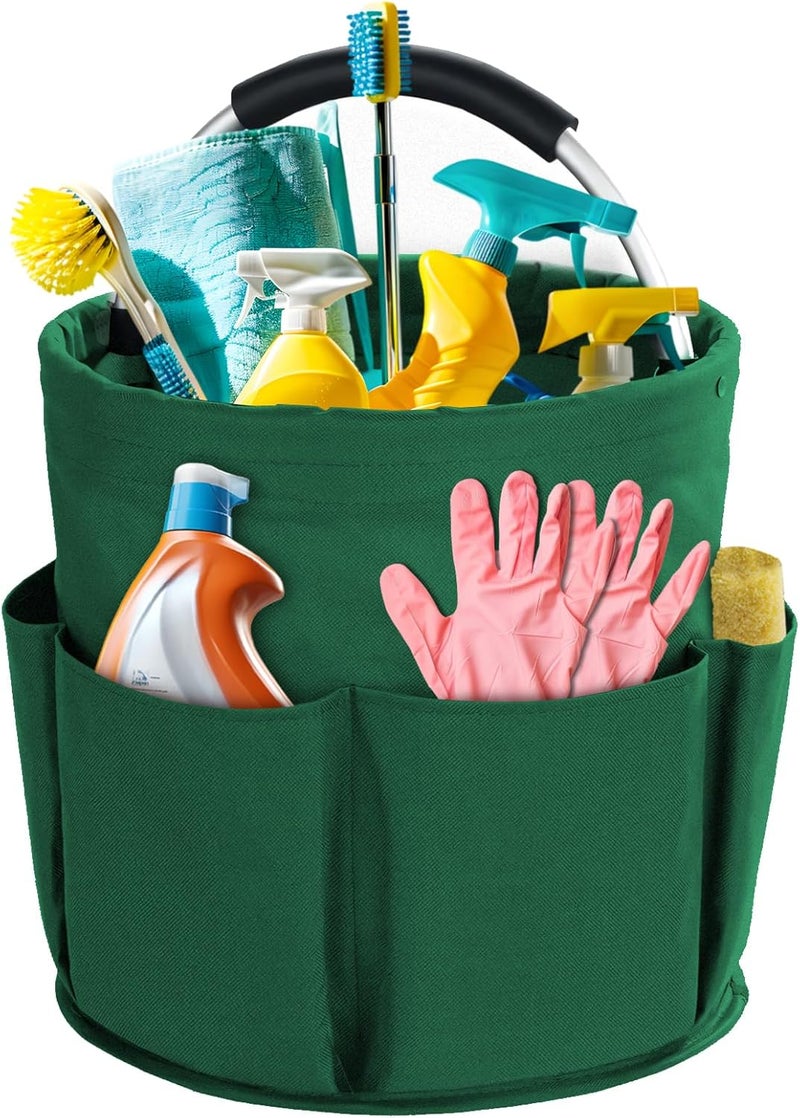 Bototack Cleaning Caddy with Handle, Cleaning Products Organiser, 17L Foldable Storage Basket, Cleaning Caddy Organiser, Portable Multi Cleaning Bucket Bag for Home, Garden (Green) - Image 1